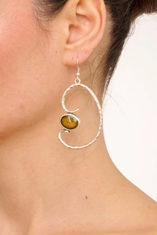 Kiraz Yellow Enameld Silver Plated Earring