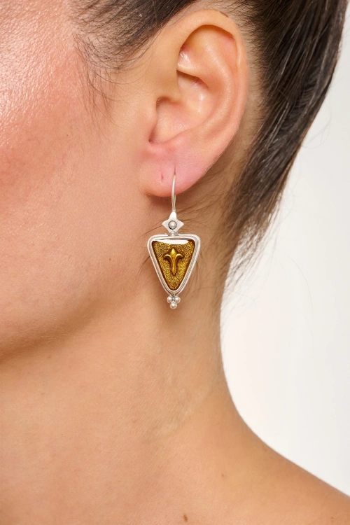 Kiraz Yellow Enameld Silver Plated Earring