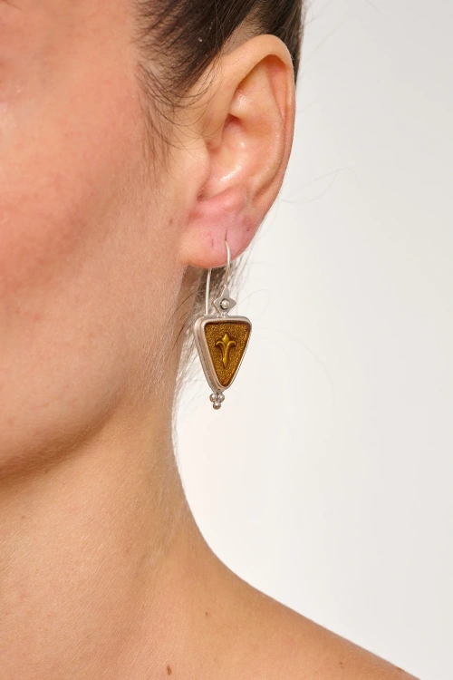 Kiraz Yellow Enameld Silver Plated Earring