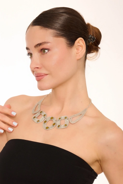 Kiraz Yellow Enameld Silver Plated Necklace