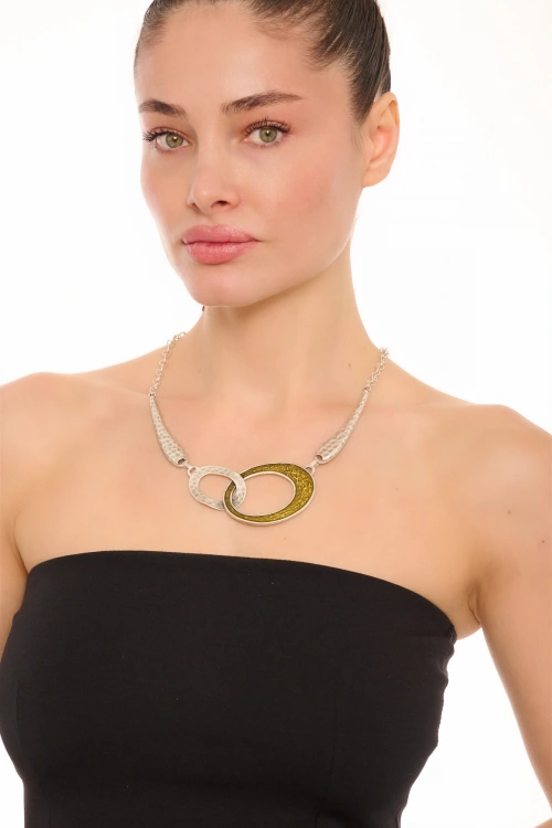 Kiraz Yellow Enameld Silver Plated Necklace