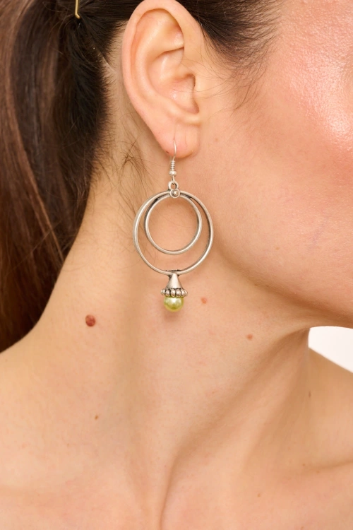 Kiraz Yellow Pearl Stoned Silver Plated Earring