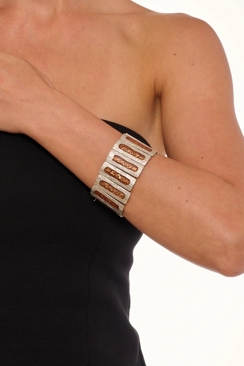 Kiraz Orange Enameled Silver Plated Bracelet