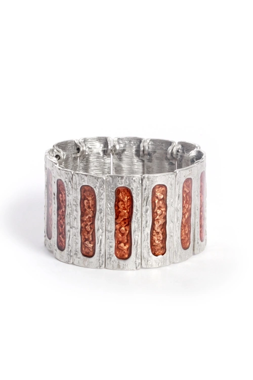 Kiraz Orange Enameled Silver Plated Bracelet