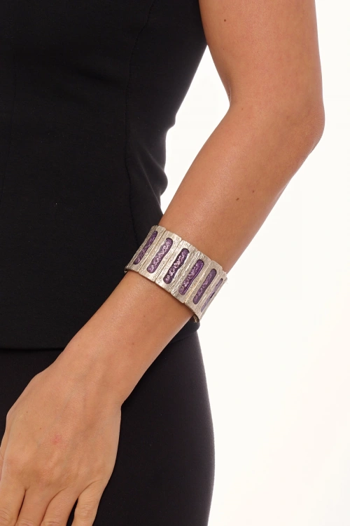 Kiraz Purple Enameled Silver Plated Bracelet