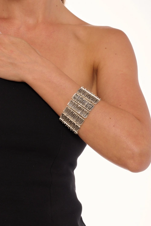 Kiraz Elastic Silver Plated Bracelet