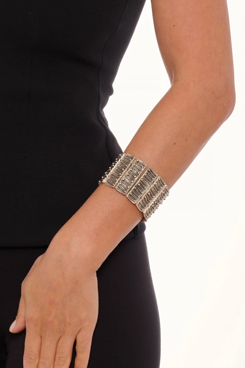 Kiraz Elastic Silver Plated Bracelet