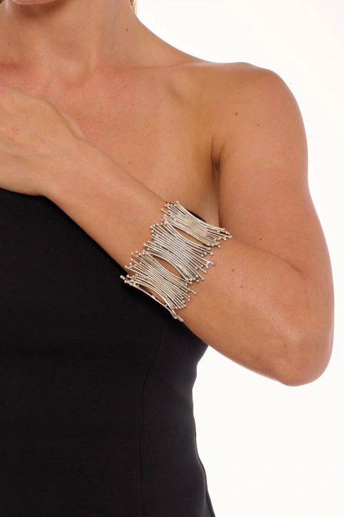 Kiraz Elastic Silver Plated Bracelet