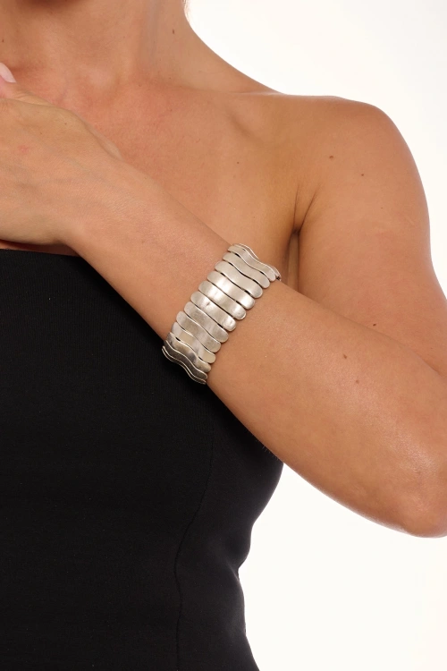 Kiraz Elastic Silver Plated Bracelet