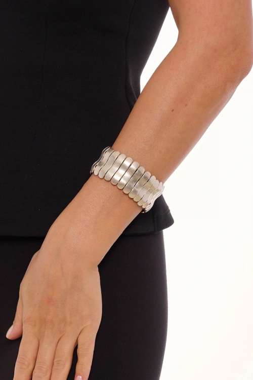 Kiraz Elastic Silver Plated Bracelet