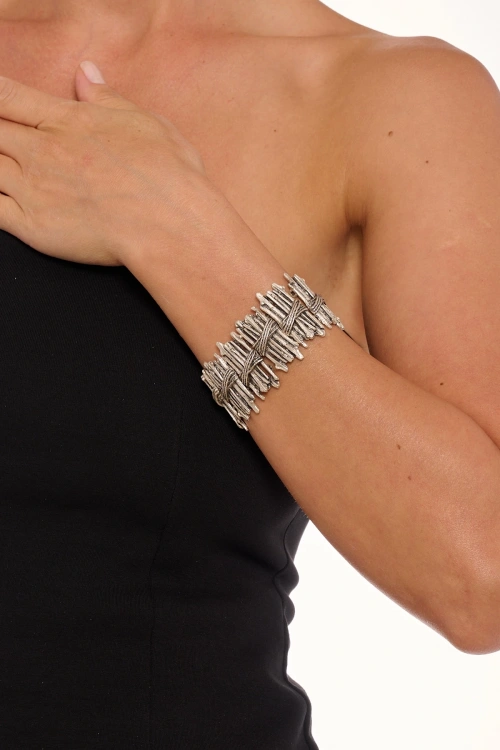 Kiraz Elastic Silver Plated Bracelet