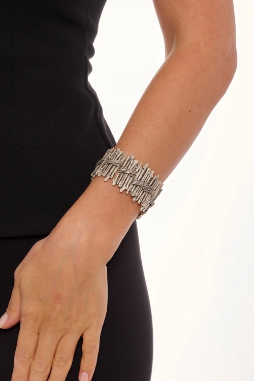 Kiraz Elastic Silver Plated Bracelet