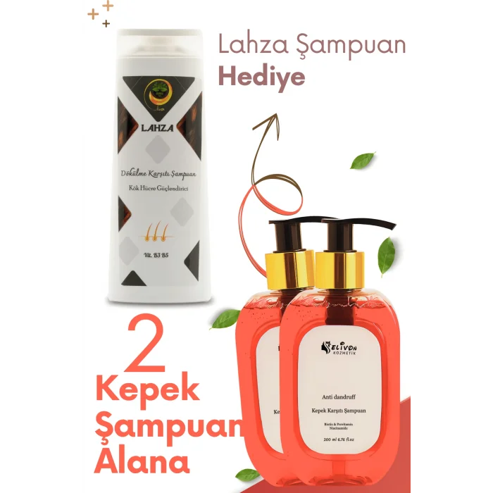 Elivon Kepek Karşıtı Şampuan 2 li + Lahza Dökülme Karşıtı Şampuan
