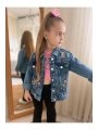 Anne-kız Çocuk Çiçek Nakışlı Kot Ceket-jeans Ceket/kot Mont-jeans Mont