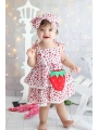 Kız Çocuk Çilekli Desenli Elbise Ve Çanta-23 Nisan-bayramlık