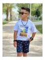 ERKEK ÇOCUK HAWAİİ DESENLİ ŞORT VE BEYAZ T-SHİRT İKİLİ TAKIM