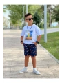 ERKEK ÇOCUK HAWAİİ DESENLİ ŞORT VE BEYAZ T-SHİRT İKİLİ TAKIM