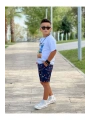 ERKEK ÇOCUK HAWAİİ DESENLİ ŞORT VE BEYAZ T-SHİRT İKİLİ TAKIM