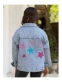 Kız Çocuk Yıldız Pul Payet Işlemeli Kot Ceket-jeans Ceket/kot Mont-jeans Mont