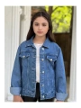 Kız Çocuk Çiçek Nakışlı Kot Ceket-jeans Ceket/kot Mont-jeans Mont
