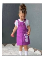 Kız Çocuk Mor Jile Elbise Ve Beyaz T-shirt Takım-23 Nisan-bayramlık