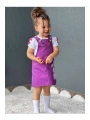 Kız Çocuk Mor Jile Elbise Ve Beyaz T-shirt Takım-23 Nisan-bayramlık