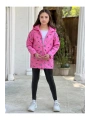 Kız Çocuk Pembe Su Ve Rüzgar Geçirmez Trençkot-Yağmurluk-Rüzgarlık