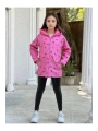 Kız Çocuk Pembe Su Ve Rüzgar Geçirmez Trençkot-Yağmurluk-Rüzgarlık