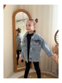 Kız Çocuk Oversize Taşlı Kot Ceket-jeans Ceket/kot Mont-jeans Mont