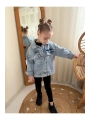 Kız Çocuk Oversize Taşlı Kot Ceket-jeans Ceket/kot Mont-jeans Mont