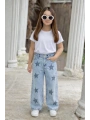 KIZ ÇOCUK TAŞLI YILDIZLI KOT PANTOLON (JEANS-DENİM)-BAYRAMLIK