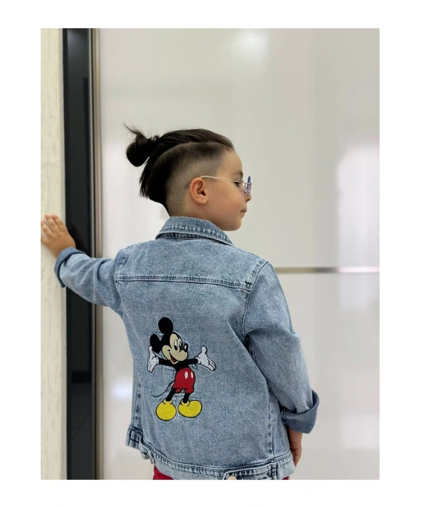 Mickey Mause Nakışlı Kot Ceket-bayramlik