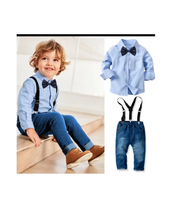 ERKEK ÇOCUK KOT PANTOLON-GÖMLEK-PAPYON-ASKI DÖRTLÜ TAKIM-23 NİSAN-BAYRAMLIK