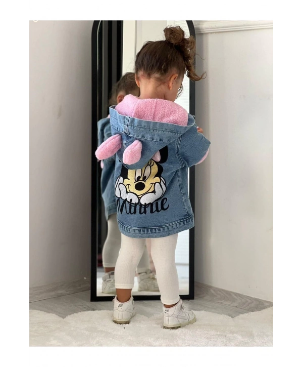 Kız Çocuk Mevsimlik Kapşonlu Kot Mont