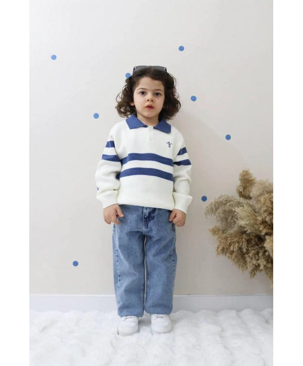 ERKEK ÇOCUK MAVİ KOT PANTOLON VE TRİKO KAZAK İKİLİ TAKIM-BAYRAMLIK