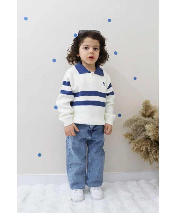 ERKEK ÇOCUK MAVİ KOT PANTOLON VE TRİKO KAZAK İKİLİ TAKIM-BAYRAMLIK