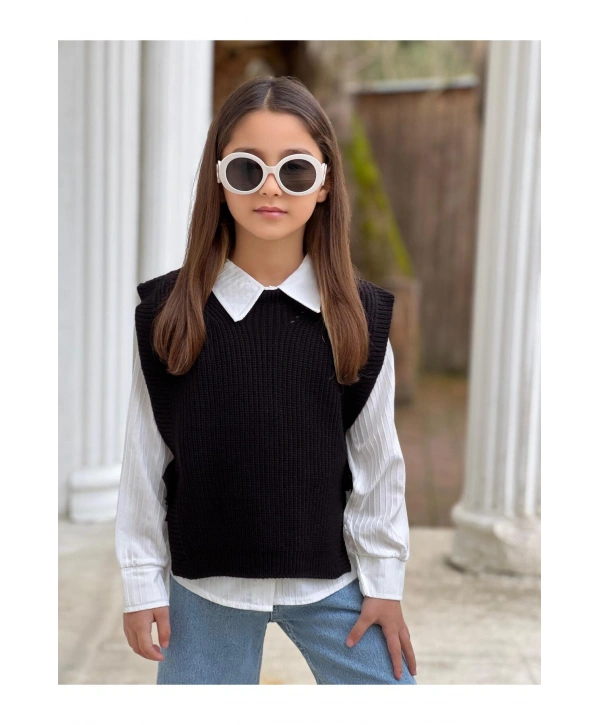 KIZ ÇOCUK KOT PANTOLON-GÖMLEK-SÜETER ÜÇLÜ TAKIM-BAYRAMLIK