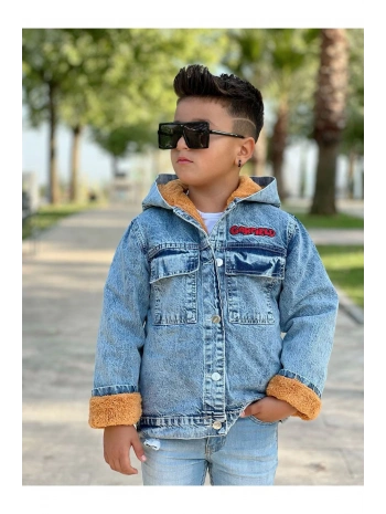 Erkek Çocuk Kapuşonlu Wellsoftlu Kalın Kot Mont