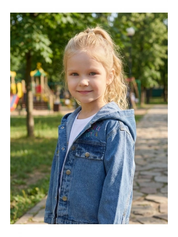 Kız Çocuk Kapşonlu Nakışlı Kot Ceket-Jeans Ceket/Kot Mont-Jeans Mont-Bayramlık