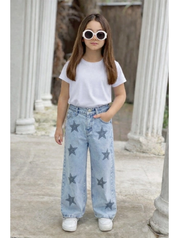 KIZ ÇOCUK TAŞLI YILDIZLI KOT PANTOLON (JEANS-DENİM)-BAYRAMLIK