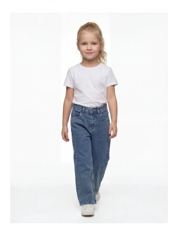 KIZ ÇOCUK PAÇALARI TAŞLI MAVİ KOT PANTOLON (JEANS-DENİM)-BAYRAMLIK