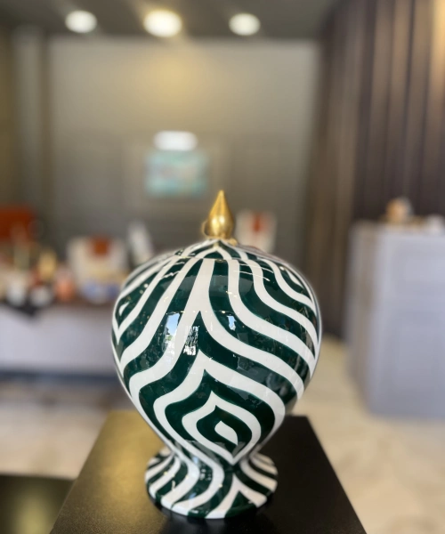 Yeşil Zebra Desen Seramik