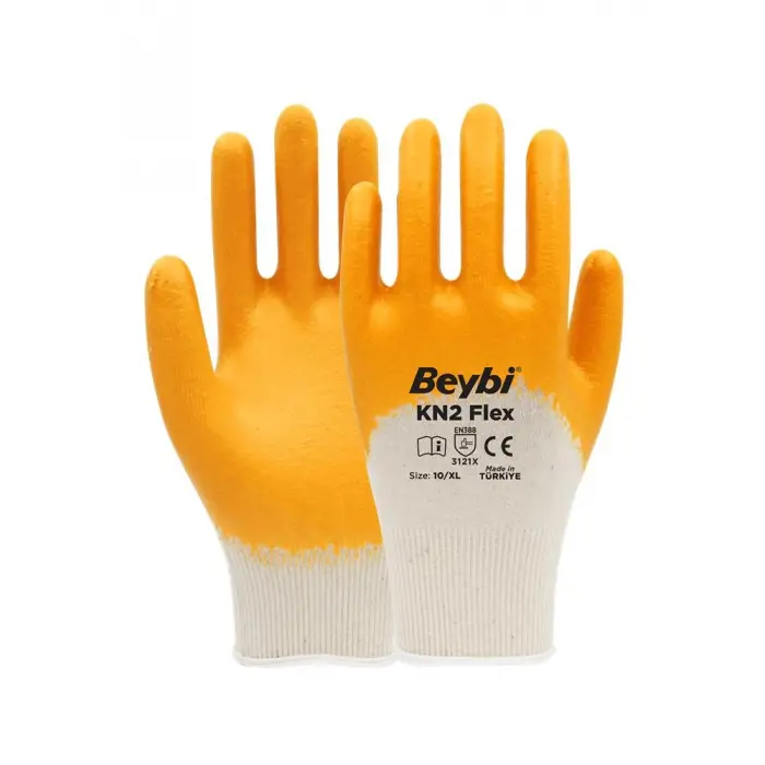 Beybi Nitril PMK KN2 Flex 9 Beden Nitril Kaplı Pamuk Eldiven (3121x)¾ Nitril Kaplıdır (KDO)