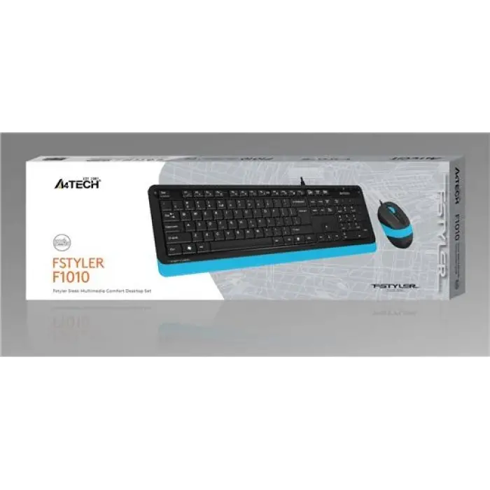 A4 Tech F1010 Q Usb Mavi Fn-Mm Klv+Optik Mouse  Set (KDO)