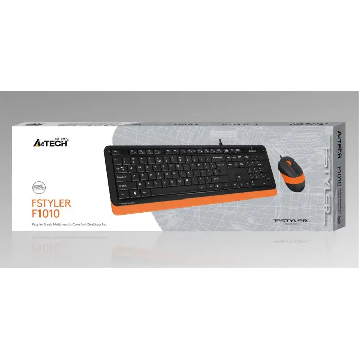 A4 Tech F1010 Q Usb Turuncu Fn-Mm Klv+Optik Mouse Set (KDO)