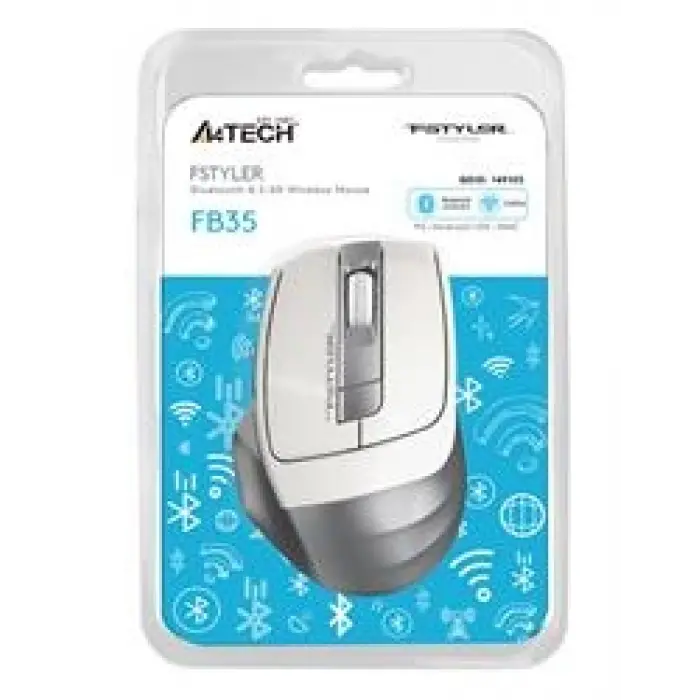 A4 Tech Fb35 Beyaz Bluetooth+2.4G Nano Kablosuz Optik 2000 Dpi Mouse (KDO)