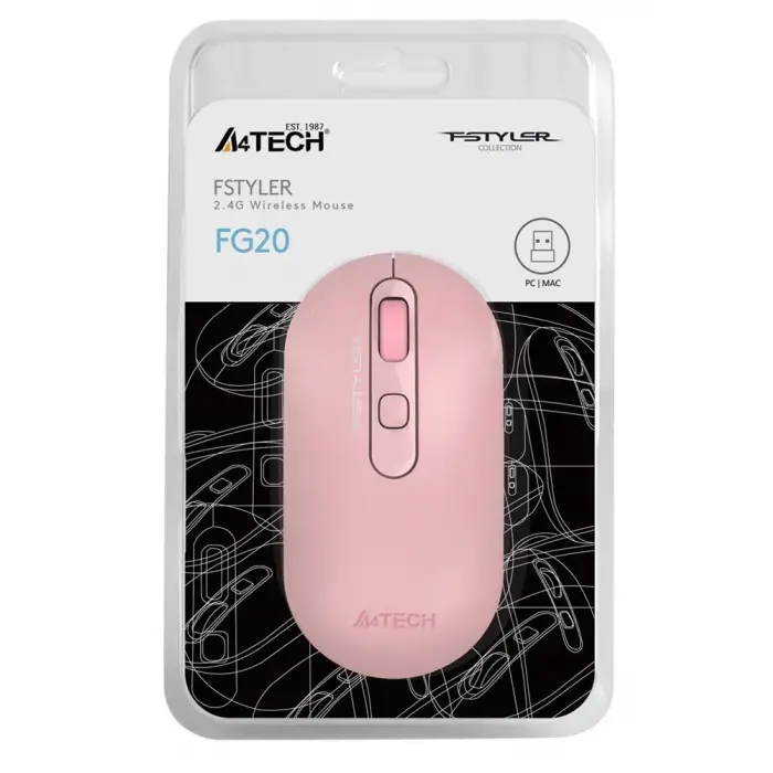 A4 Tech Fg20 Pembe Nano Kablosuz Optik 2000 Dpi Mouse (KDO)