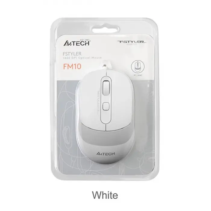A4 Tech Fm10 Usb Fstyler Beyaz Optik 1600 Dpı Mouse (KDO)
