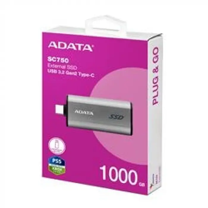 Adata 1000Gb SC750 Taşınabilir Usb 3.2 Gen2 Type-C Ssd Harici Disk (KDO)