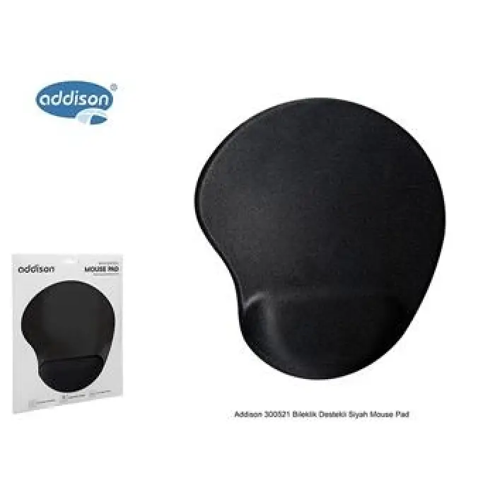 Addison 300521 Bileklik Destekli Siyah Mouse Pad (KDO)